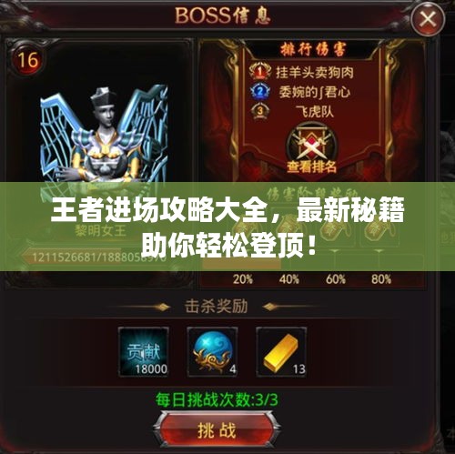 王者进场攻略大全，最新秘籍助你轻松登顶！