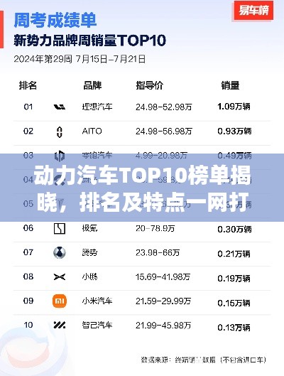 动力汽车TOP10榜单揭晓，排名及特点一网打尽