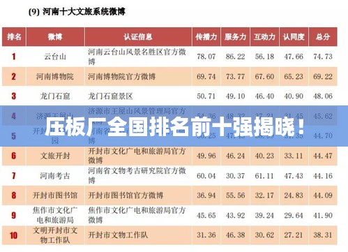 压板厂全国排名前十强揭晓！
