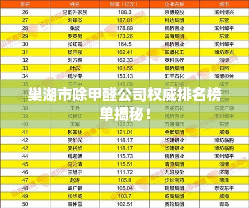 巢湖市除甲醛公司权威排名榜单揭秘！